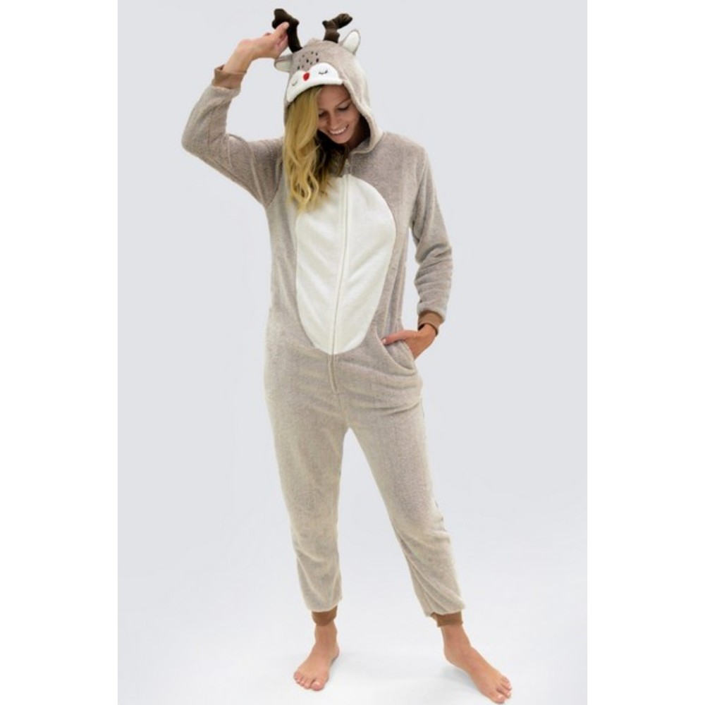 Plush Moose Animal One Piece Pajama Costume Med/Large
